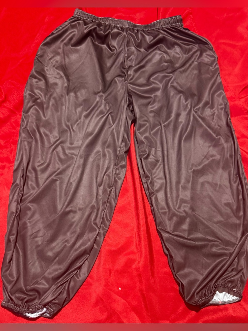 SHEIN Brown Cropped Elastic-Hem Track Pants